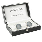 star swirl graphite grey enamel 18ct white gold cufflinks - boxed