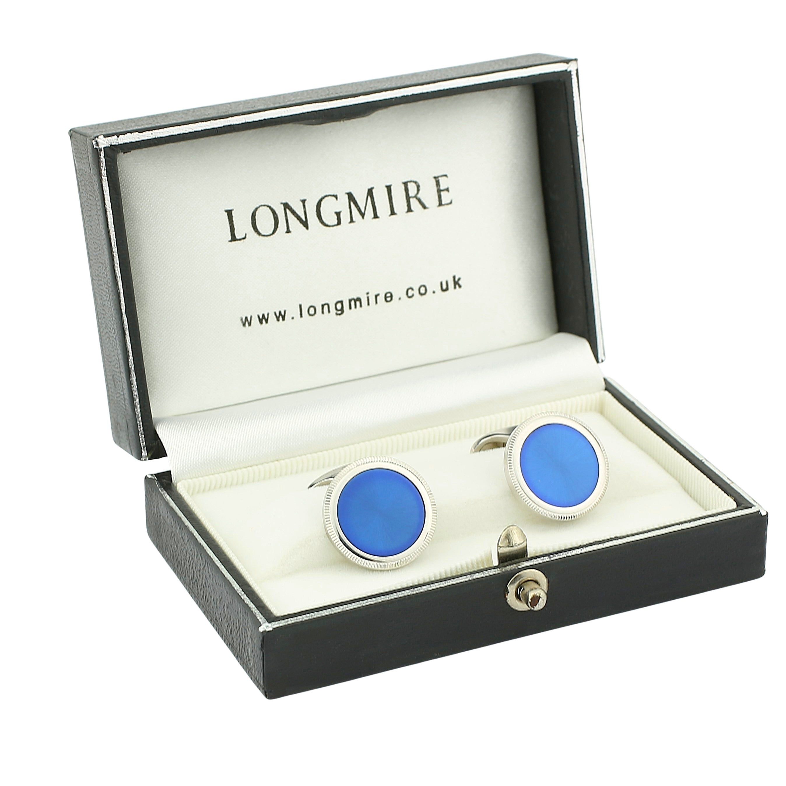 BLUE SUNBEAM 18ct WHITE GOLD CUFFLINKS - boxed