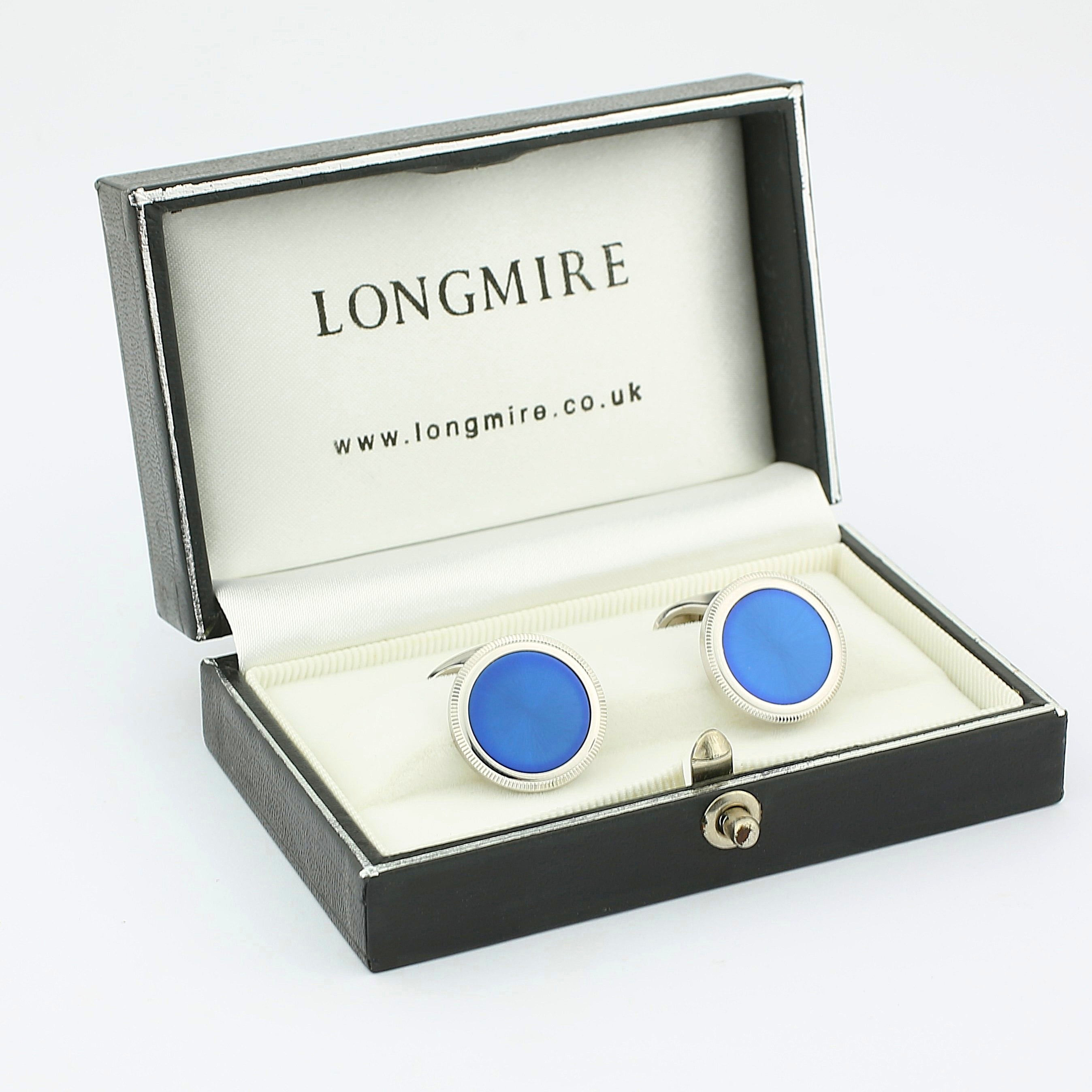 BLUE SUNBEAM 18ct WHITE GOLD CUFFLINKS - boxed