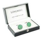 cog vivid green 18ct white gold cufflinks - boxed