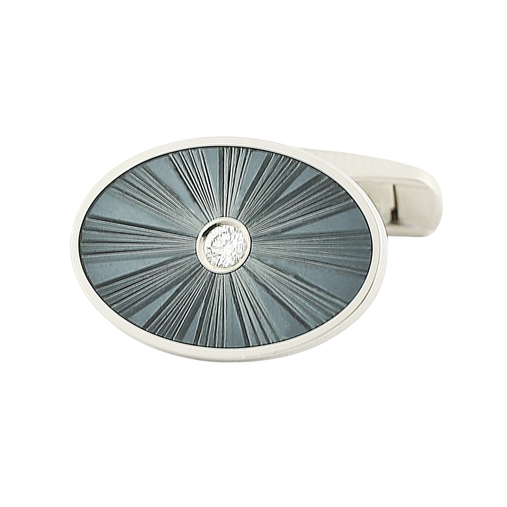 dazzling grey oval with diamond 18ct white gold cufflinks - main