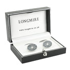dazzling grey oval with diamond 18ct white gold cufflinks - boxed