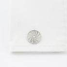 star swirl diamond set pale grey enamel 18ct white gold cufflinks - cuff