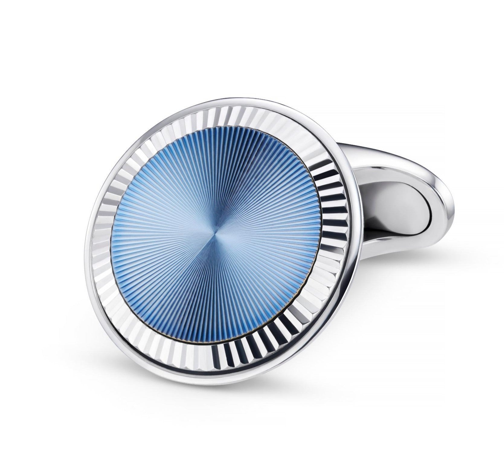 ICE BLUE ENAMEL FLUTED 18ct WHITE GOLD CUFFLINKS - main