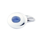 oval sapphire cabochon centred 18ct white gold cufflinks - main