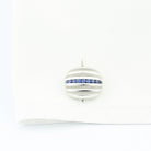sapphire centred ribbed cushion 18ct white gold cufflinks - cuff