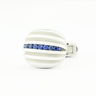 sapphire centred ribbed cushion 18ct white gold cufflinks - main 2