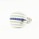 sapphire centred ribbed cushion 18ct white gold cufflinks - main 1 bg not remvd