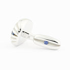 sapphire centred ribbed cushion 18ct white gold cufflinks - rear