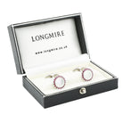 ruby circle mother of pearl 18ct white gold cufflinks - boxed