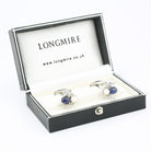 bee pearl and diamond 18ct white gold CUFFLINKS - boxed