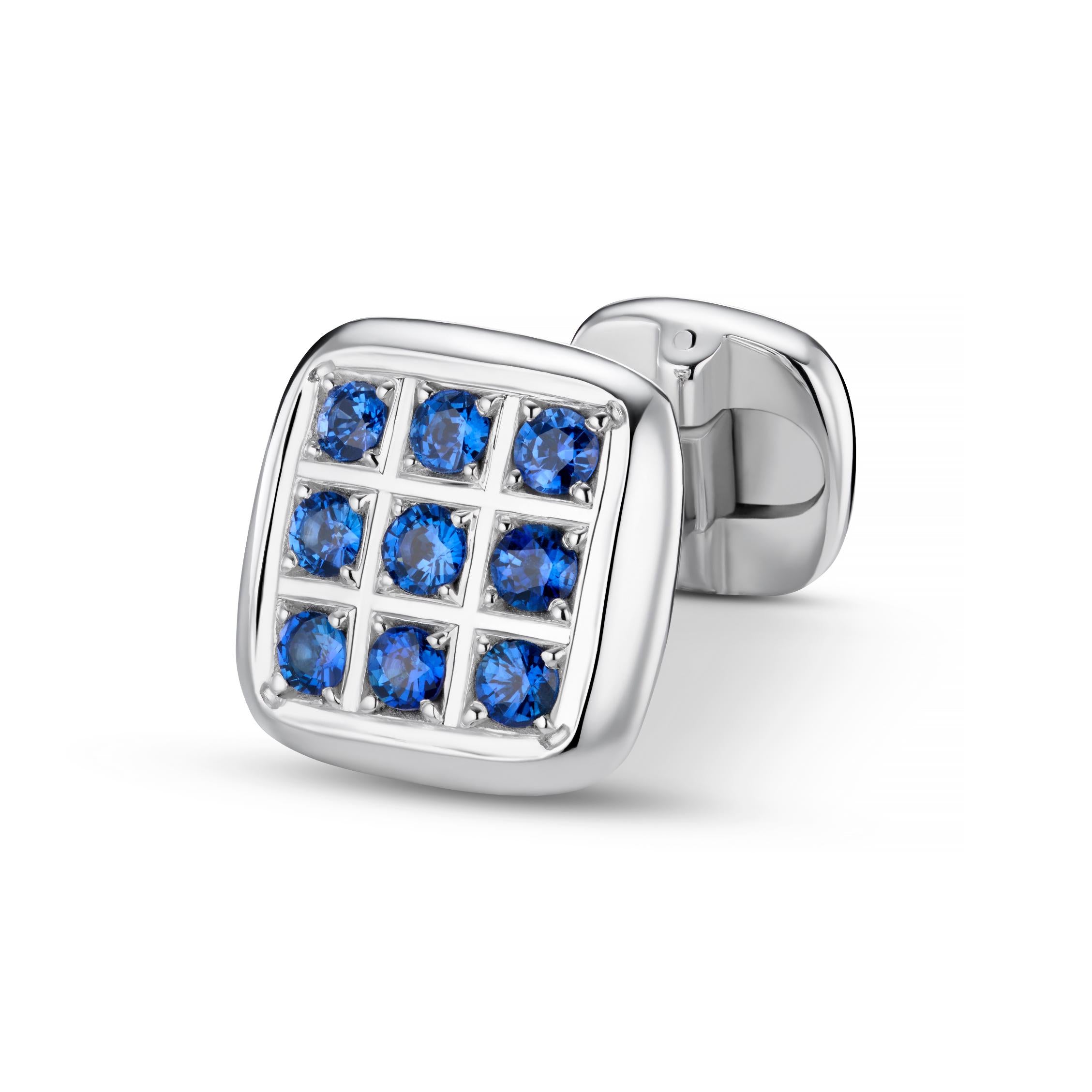 sapphire studded quadrate 18ct white gold cufflinks - main