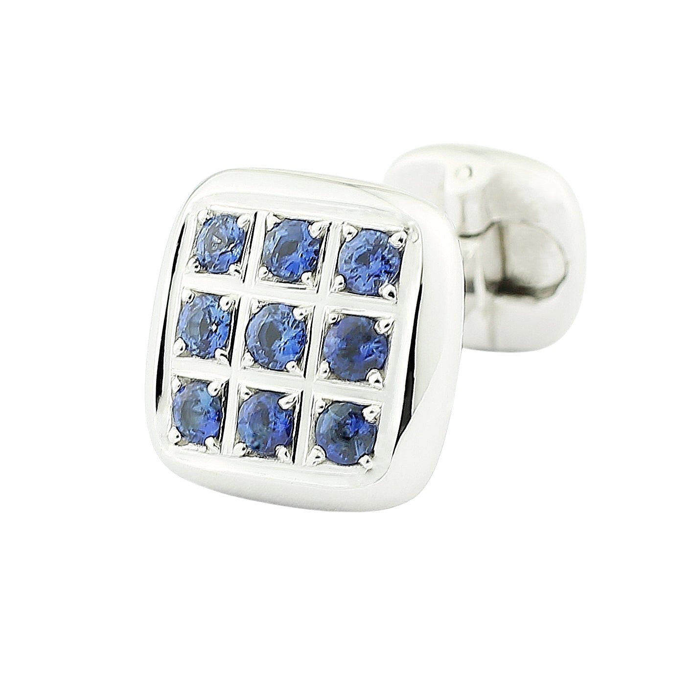 sapphire studded quadrate 18ct white gold cufflinks - main