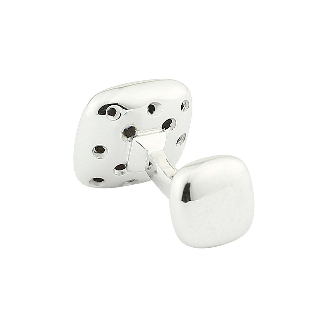sapphire studded quadrate 18ct white gold cufflinks - rear