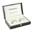 dome rock crystal diamonds and sapphires 18ct white gold cufflinks - boxed