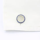 dome rock crystal diamonds and sapphires 18ct white gold cufflinks - cuff