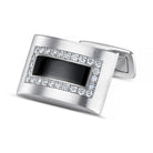 onyx diamond oblong 18ct white gold cuflinks - main