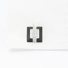 ribboned onyx diamond pyramid 18ct WHITE GOLD CUFFLINKS - cuff