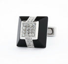 ribboned onyx diamond pyramid 18ct WHITE GOLD CUFFLINKS - main