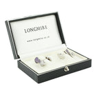 diabolo diamond and amethyst 18ct white gold cufflinks - boxed