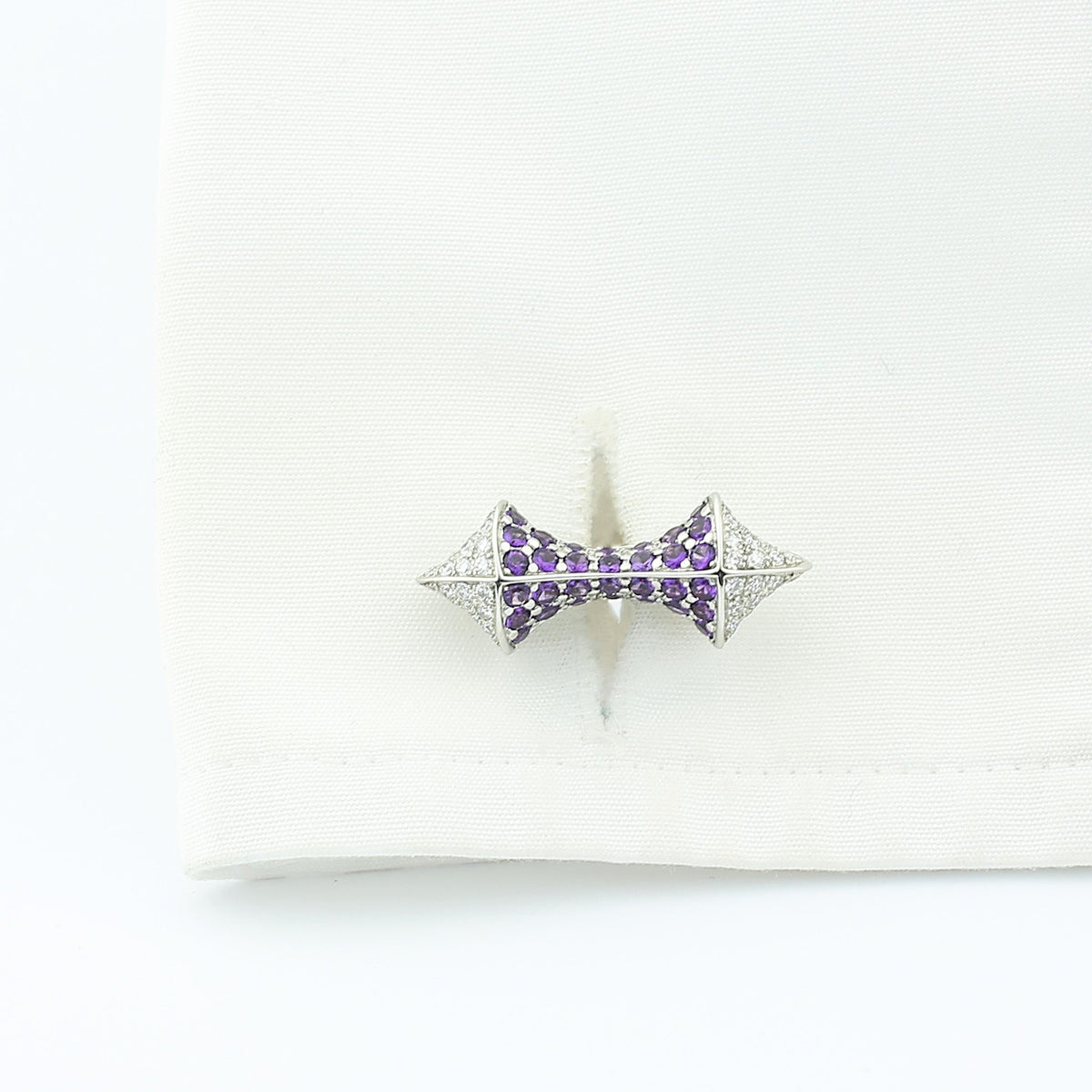diabolo diamond and amethyst 18ct white gold cufflinks - cuff