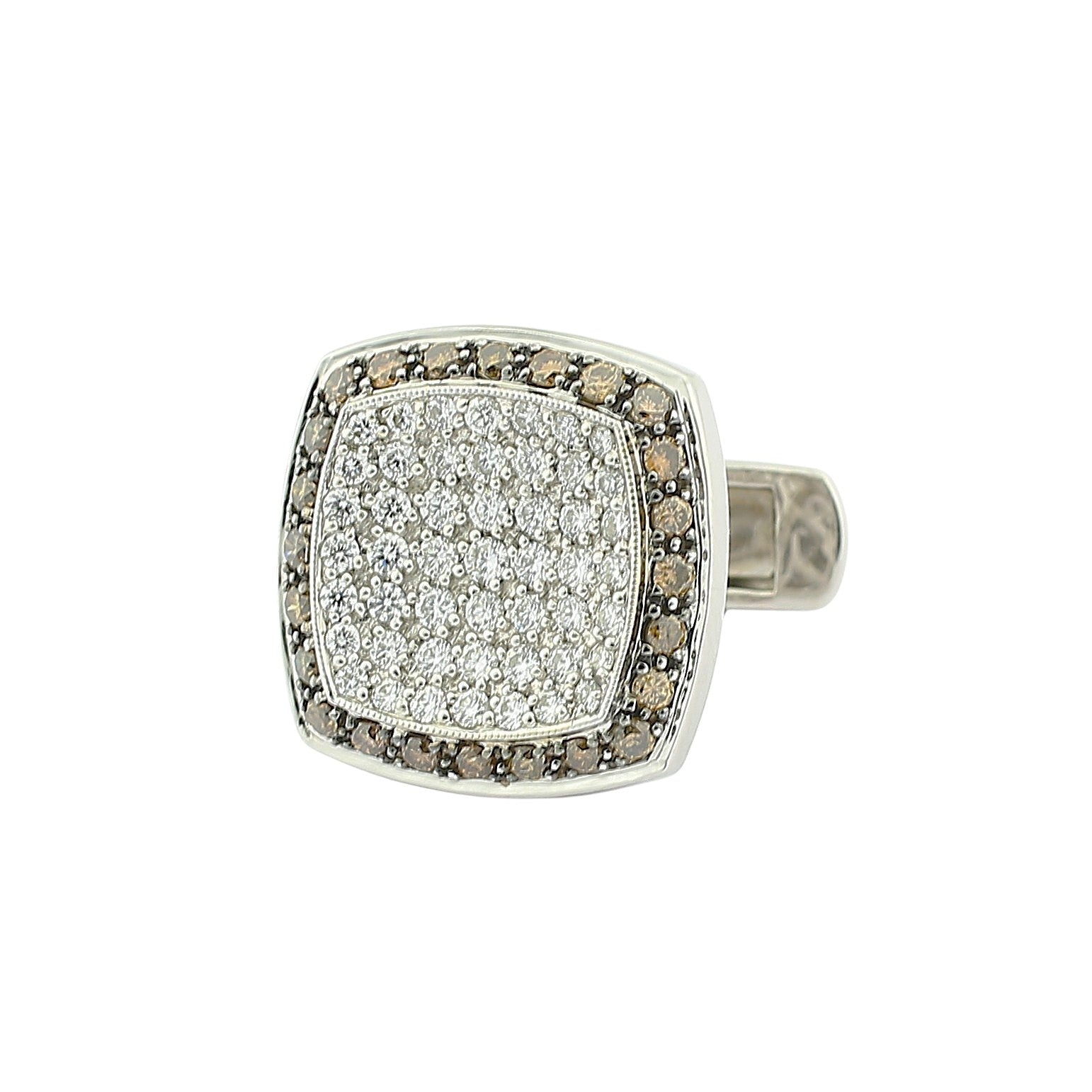 cognac and white diamond square 18ct white gold cufflinks - main