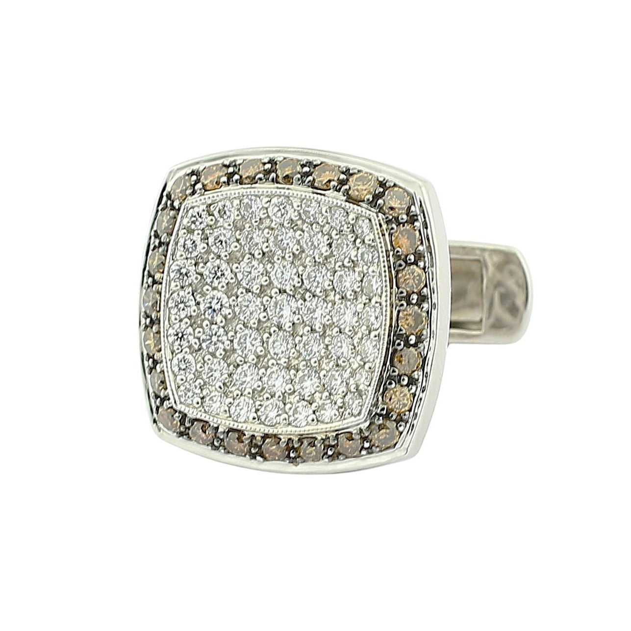 cognac and white diamond square 18ct white gold cufflinks - main