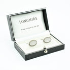 cognac and white diamond oval 18ct white gold cufflinks - boxed