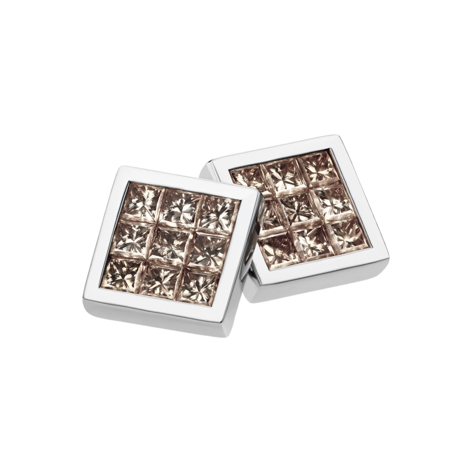 champagne diamond square 18ct white gold cufflinks - main