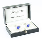 lapis lazuli diamond triangle 18ct white gold cufflinks - boxed