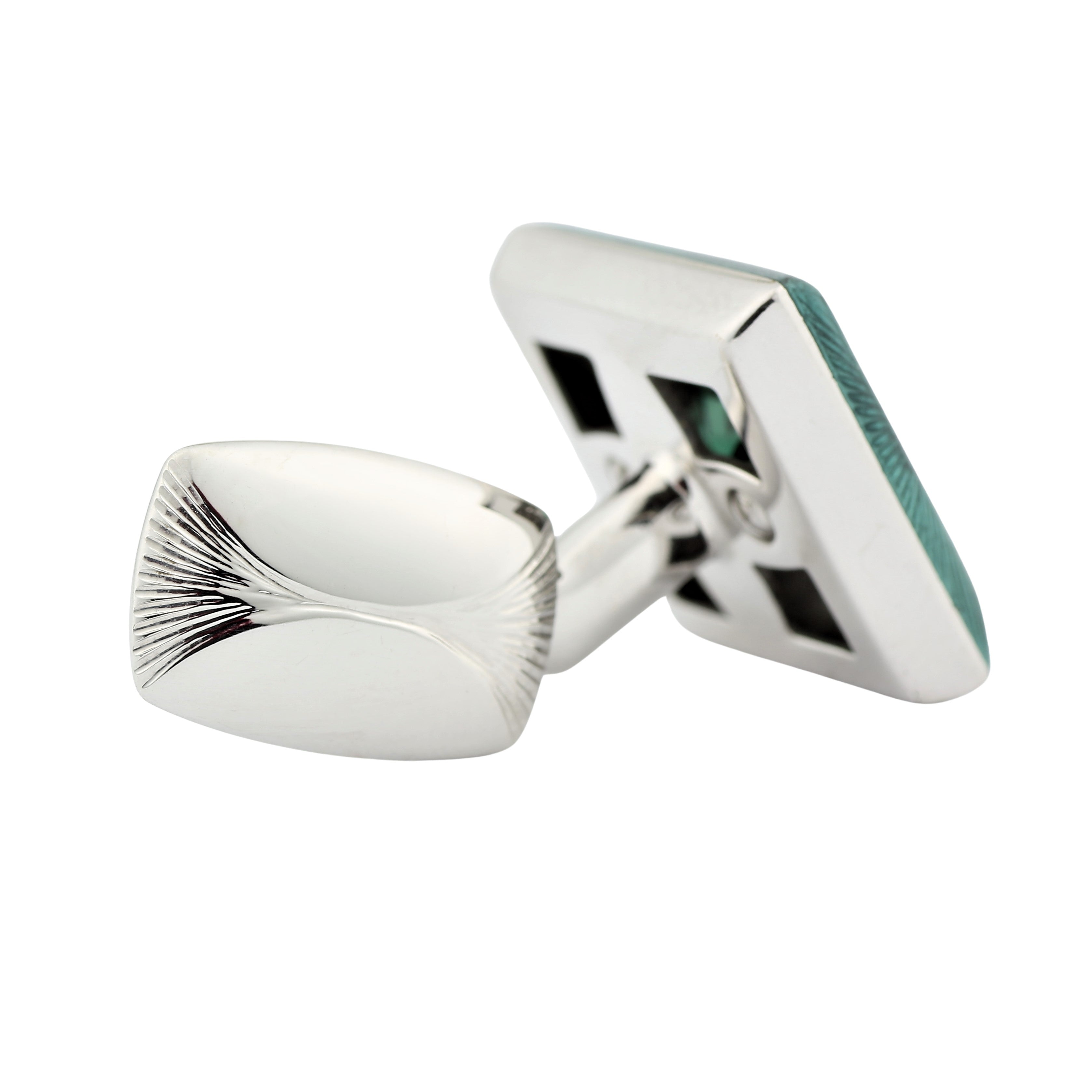 tourmaline green enamel 18ct white gold cufflinks - rear