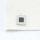 ONYX DIAMOND SQUARE 18ct WHITE GOLD CUFFLINKS - cuff