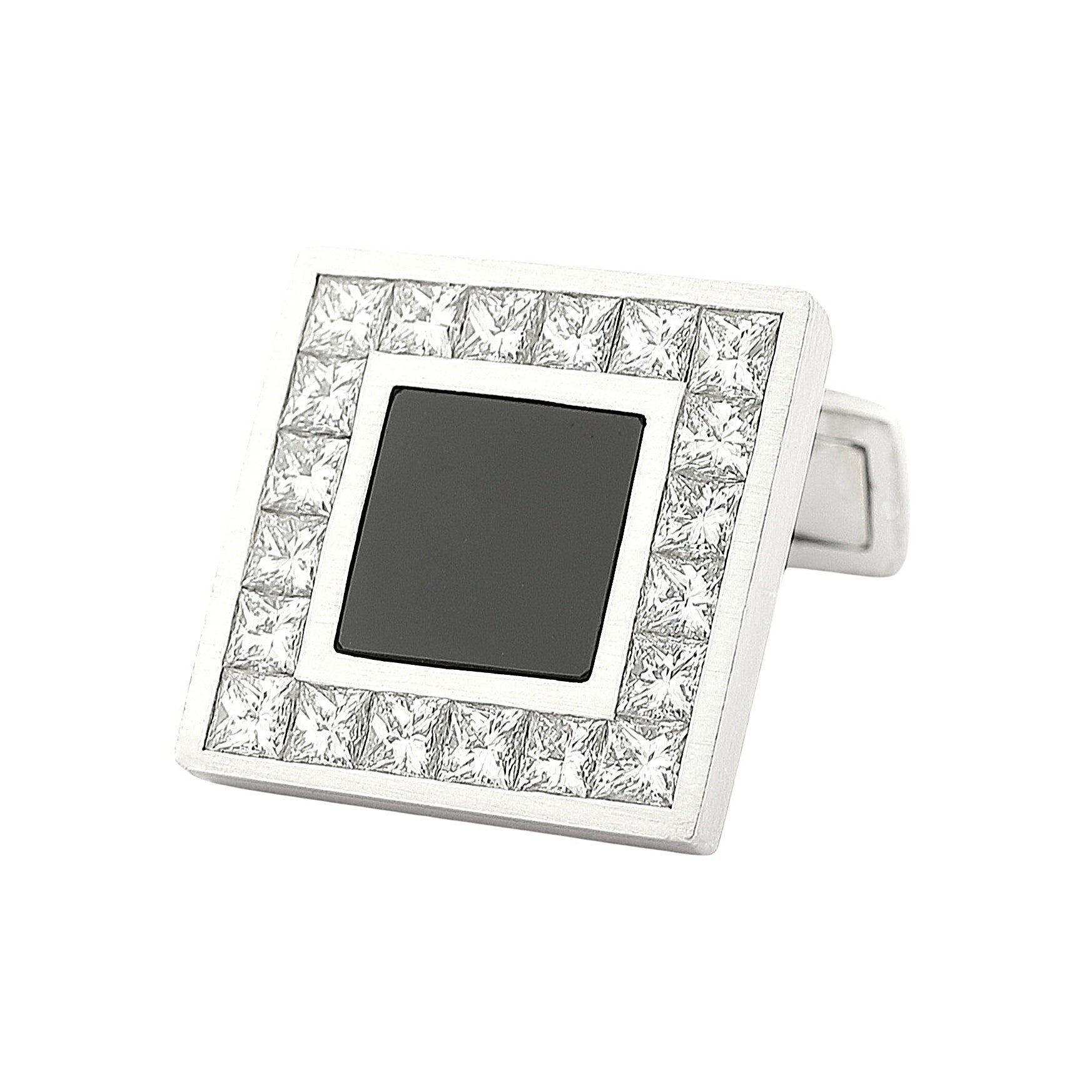 ONYX DIAMOND SQUARE 18ct WHITE GOLD CUFFLINKS - main