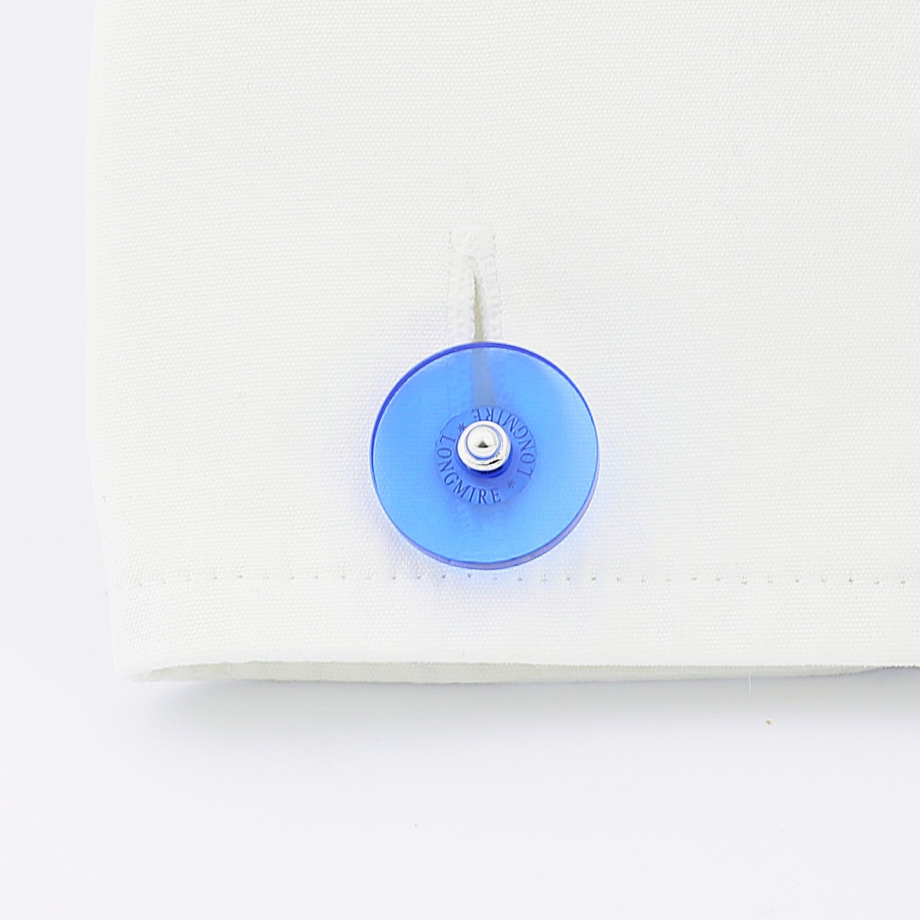 BLUE SPINEL DISC 18ct WHITE GOLD CUFFLINKS - cuff