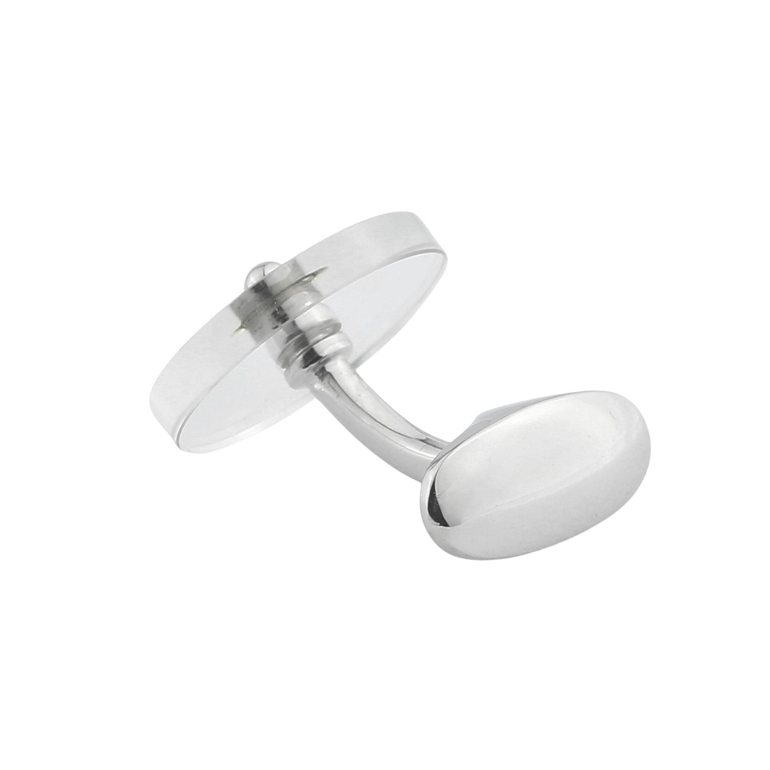 ROCK CRYSTAL DISC 18ct WHITE GOLD CUFFLINKS - rear