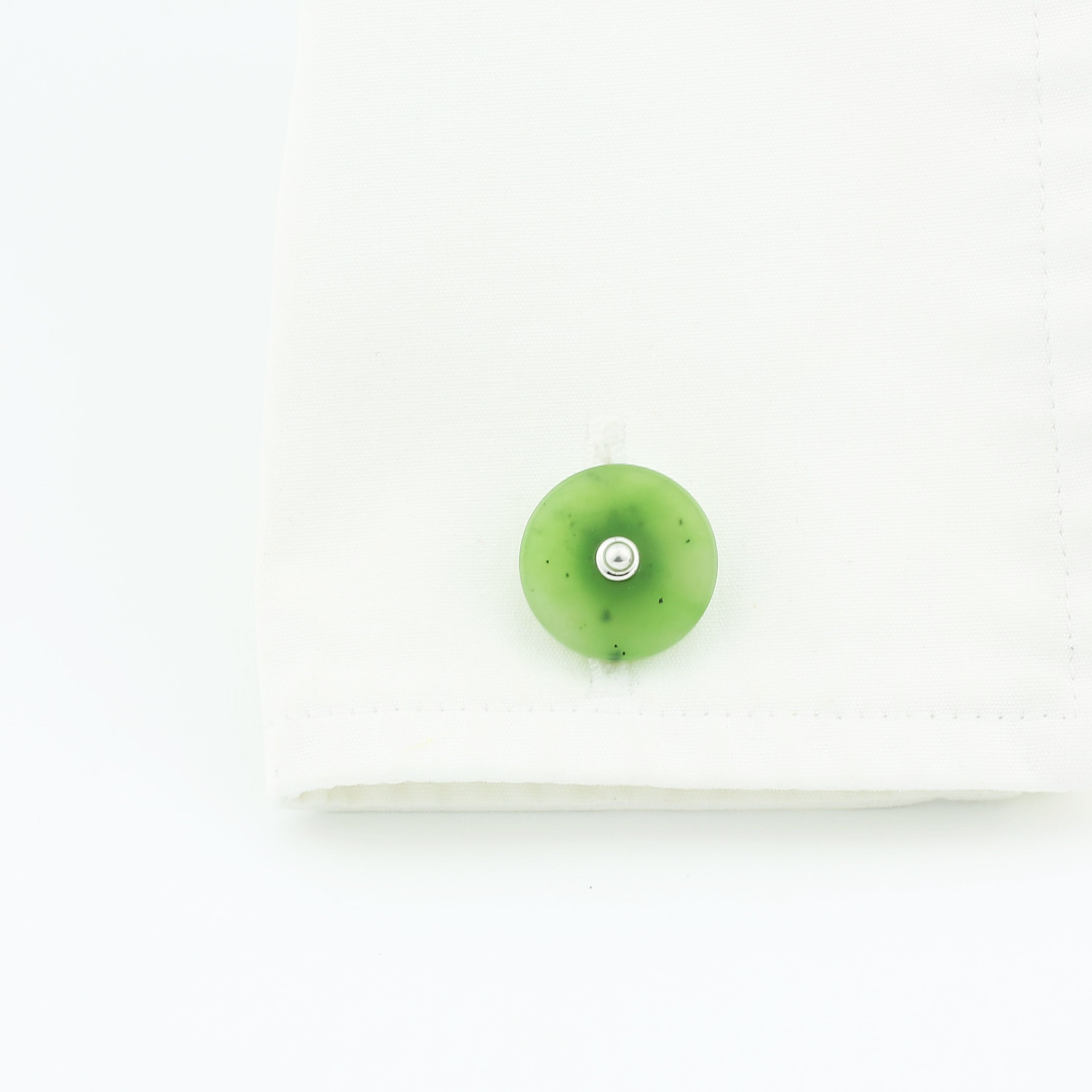 jade green disc cufflinks - cuff