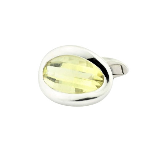 lemon quartz cufflinks in 18ct white gold - main