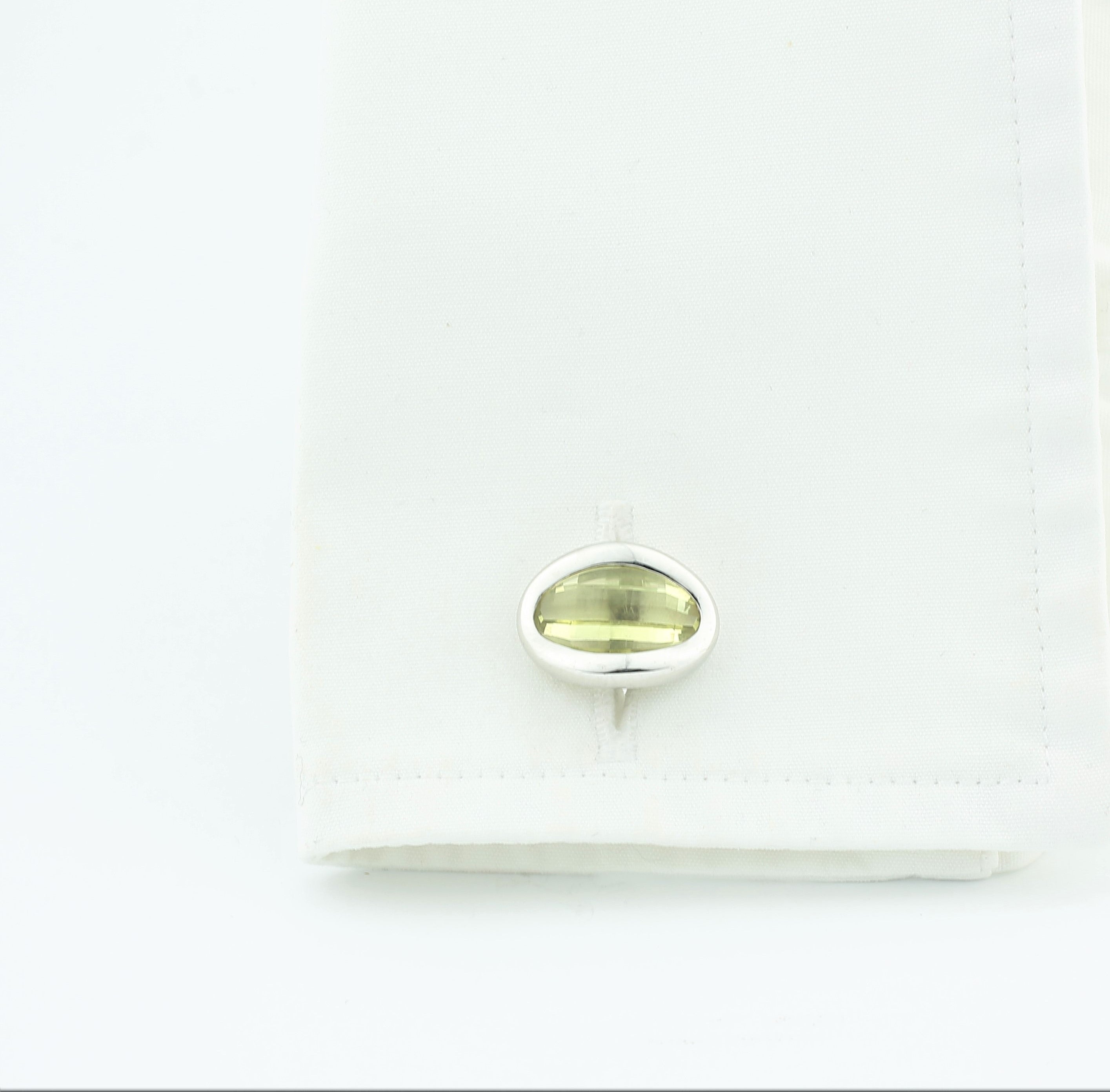 lemon quartz cufflinks in 18ct white gold - cuff