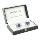 lapis lazuli and rock crystal 18ct white GOLD CUFFLINKS - boxed