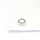 ONYX AND MOTHER OF PEARL 18ct WHITE GOLD CUFFLINKS - cuff