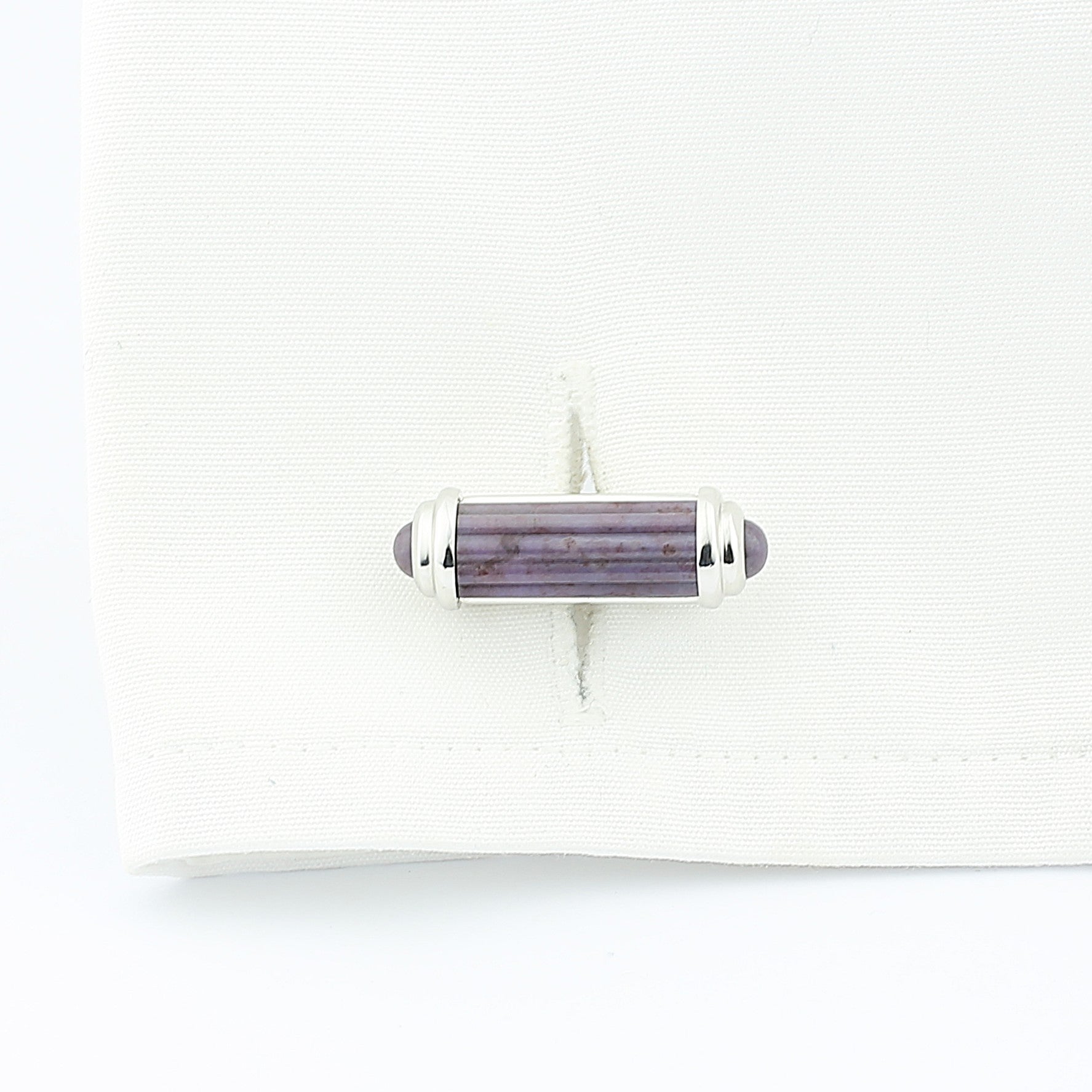 ridged column lavender jasper 18ct white gold cufflinks - cuff