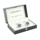 LONGMIRE lapis lazuli 18ct white GOLD CUFFLINKS - boxed