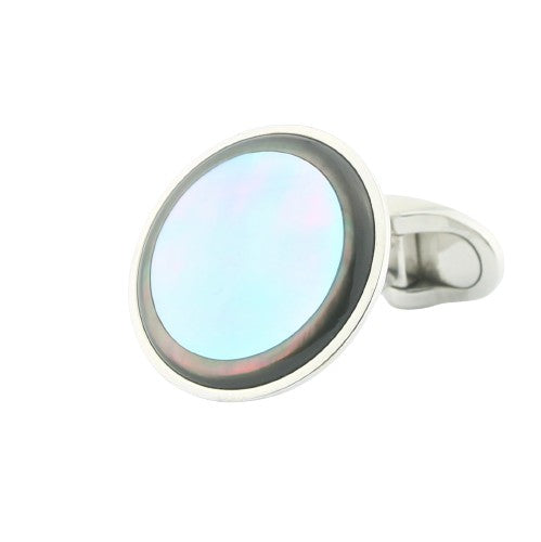 PALE BLUE TAHITI MOTHER OF PEARL 18ct WHITE GOLD CUFFLINKS - main
