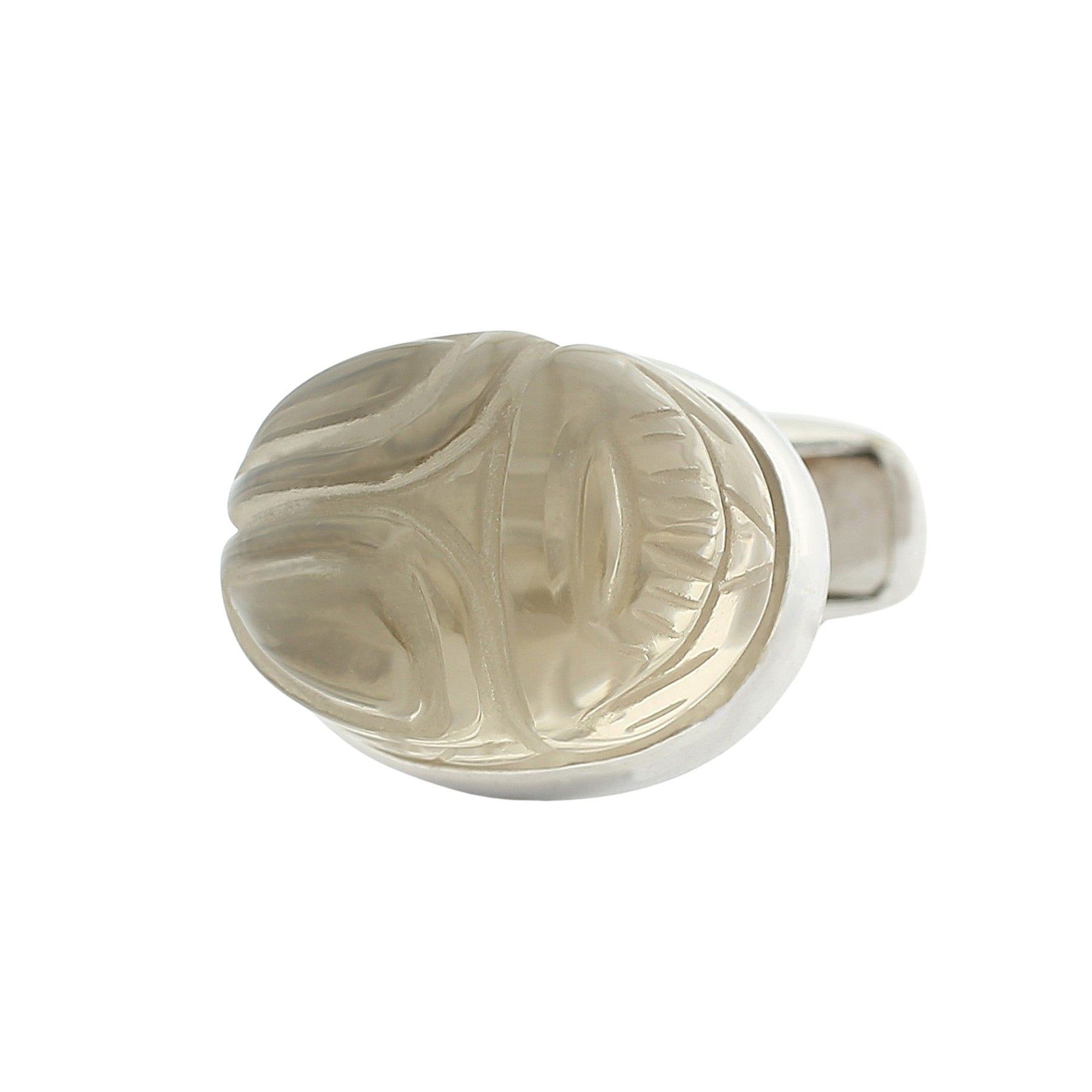 smoky quartz scarab 18ct white gold cufflinks - main
