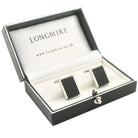 ONYX WEDGE 18ct WHITE GOLD CUFFLINKS - boxed