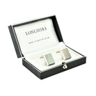 TAHITIAN MOTHER OF PEARL WEDGE 18ct WHITE GOLD CUFFLINKS - boxed