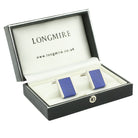 lapis lazuli WEDGE 18ct WHITE GOLD CUFFLINKS - boxed