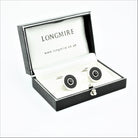 black diamond circular 18k white gold cufflinks - boxed