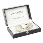 snail rock crystal mother of pearl 18ct white gold cufflinks - boxed