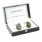 ammonite shell labradorite 18ct white gold cufflinks - boxed